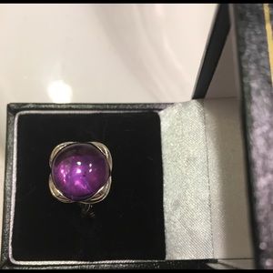 David Yurman Continuance 925 SS Amethyst  SZ 6